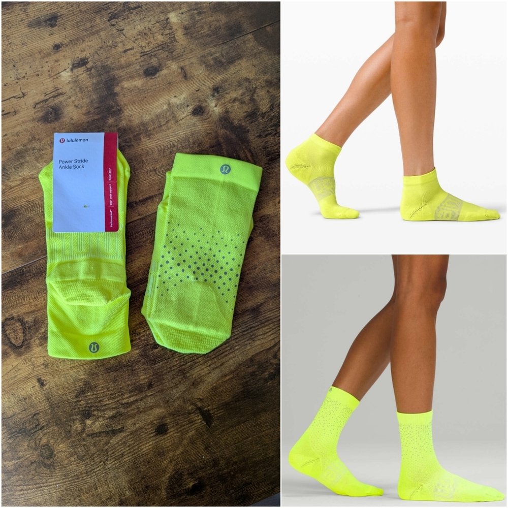 2 Pairs of Lululemon Women's Power Stride Socks, NWT, Yellow